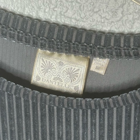 Dantelle Gray Crushed Velvet Striped Long Sleeve Top - Picture 3 of 5